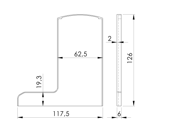 Endkappe für Aluprofil AL/0006-UNO-S-E