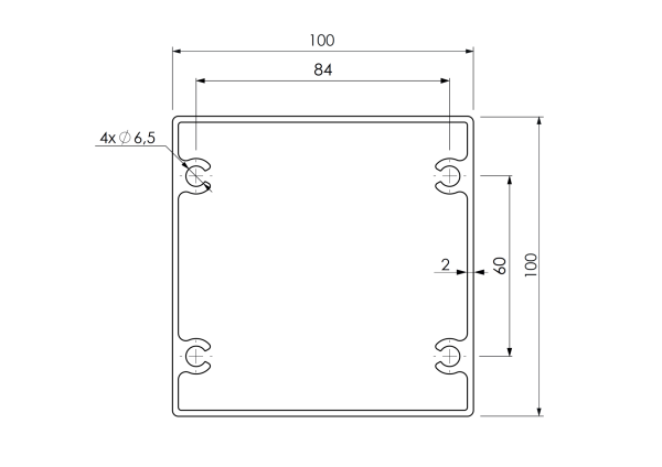 Aluminium-Zaunpfosten 100x100 - 6000mm