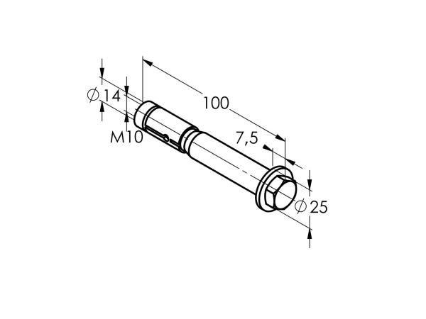 Anker für mittelschwere Beanspruchung mit M10-Sechskantkopf