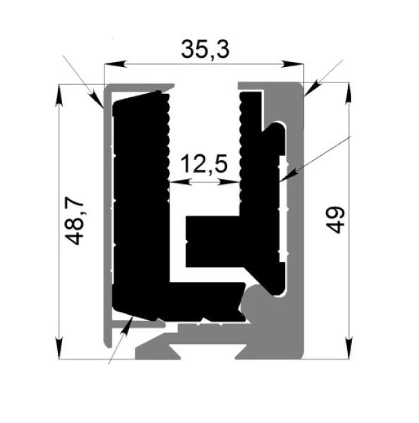 Klemme al profil-3m mit Abdeckleiste BLACK H50