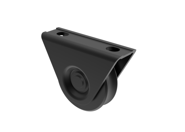 Schiebetorrolle mit Außenstützplatte und U-Rille D80, Schwarz