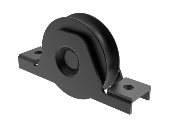 Schiebetorrolle mit Außenstützplatte und U-Rille Zn, Schwarz