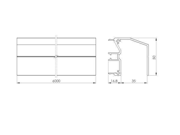 Führungsprofil oben für Schiebetore 6000mm R7016
