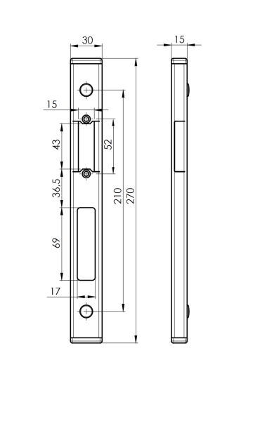 Toranschlag universal 30x15, Inox