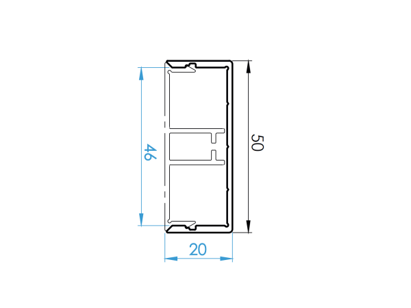 Aluminium U-Adapter 50x20-6000mm R7016