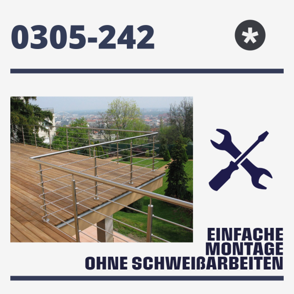 Edelstahl Rundbogen Rohrverbinder 90 Grad - für Rohr  Ø 42,4 x 2,0mm geschliffen K320