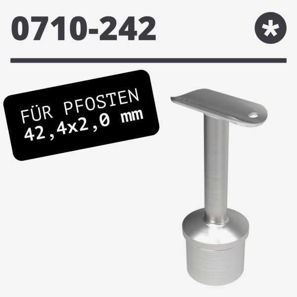 Handlaufstütze starr für Pfosten 42,4 mm Handlaufhalter Rohrstütze Geländer Anschluss rund 42,4 mm V2A, matt gebürstet