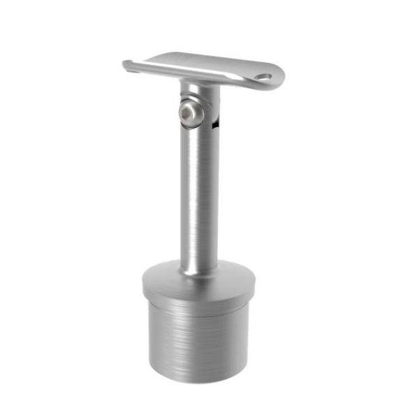 Geländerpfosten LINKS Endpfosten Ø42,4 Bauhöhe 1000mm mit Glasklemmen 63x45mm Geländer V2A geschliffen K320 Edelstahl