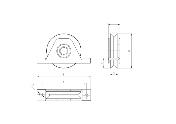 Schiebetorrolle mit Außenstützplatte und V-Rille Z