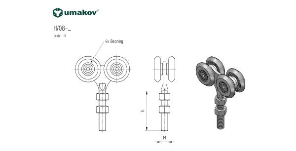 Vierädriger Rollenapparat Zn, profile 42x54mm