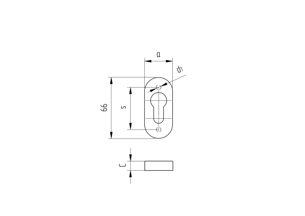 Drückerrosette 67x31, t1,5mm - PVC
