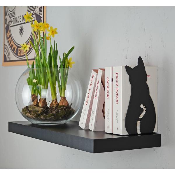 Buchstütze Bücherhalter Design Ständer Bücherregal CAT Bookends für Zuhause Stütze Büro Geschenk SCHWARZ / KATZE