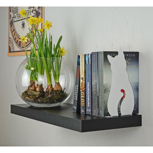 Buchstütze Bücherhalter Design Ständer Bücherregal CAT Bookends für Zuhause Stütze Büro Geschenk WEIß / KATZE