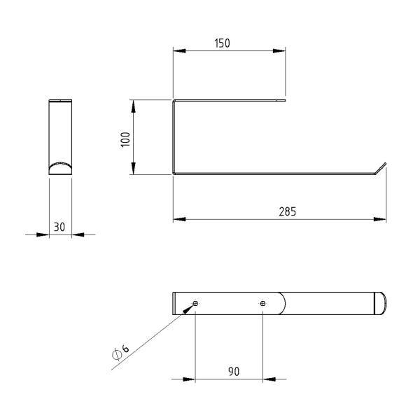 Papierhandtuchhalter Bügel Bad Toilette WC Metall WEIß / BLU HAND