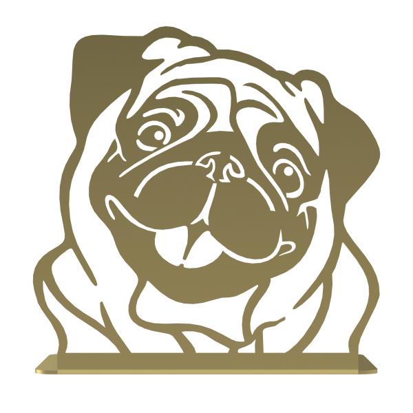 Buchstütze Bücherhalter Design Ständer Bücherregal HUND Kinergarten Bookends für Zuhause Mops Stütze Büro Kinder Geschenk GOLD / DOG