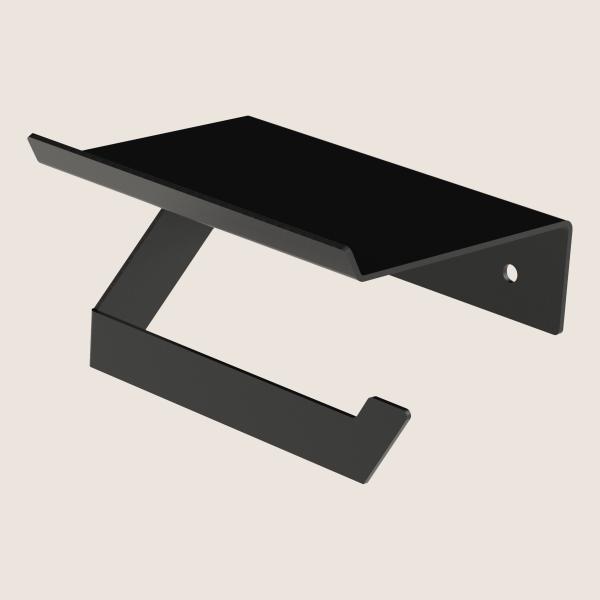 Toilettenpapierhalter mit Ablage Papierhalter Toilette Badezimmer WC Edelstahl SCHWARZ / CLASS