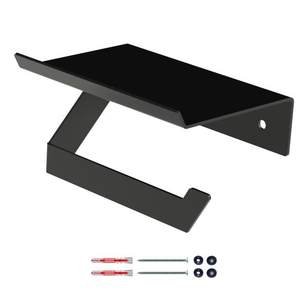 Toilettenpapierhalter mit Ablage Papierhalter Toilette Badezimmer WC Edelstahl SCHWARZ / CLASS