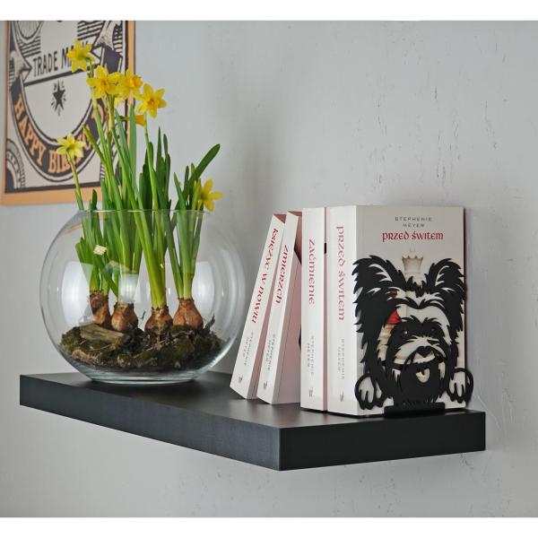 Buchstütze Bücherhalter Design Ständer Bücherregal HUND Kinergarten Bookends für Zuhause Stütze Büro Kinder DOG Geschenk SCHWARZ / YORK COCO