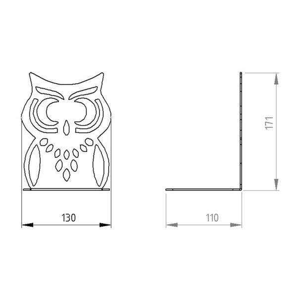 Buchstütze Bücherhalter Design Ständer Bücherregal EULE Bookends für Zuhause Stütze Büro Geschenk SCHWARZ / OWL 2