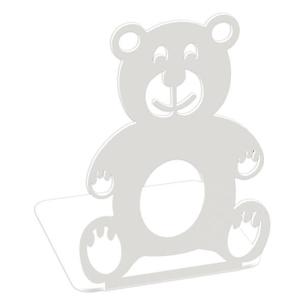 Buchstütze Bücherhalter Design Ständer Bücherregal Teddy Kinergarten Bookends für Zuhause Stütze Büro Kinder Geschenk WEIß / TEDDYBÄR