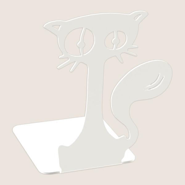 Buchstütze Bücherhalter Design Ständer Bücherregal CAT Bookends für Zuhause Stütze Büro Geschenk WEIß / KATZE 3
