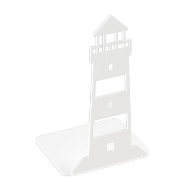 Buchstütze Bücherhalter Design Ständer Bücherregal Bookends Buch See für Zuhause Stütze Büro Geschenk WEIß / LEUCHTTURM