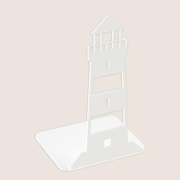 Buchstütze Bücherhalter Design Ständer Bücherregal Bookends Buch See für Zuhause Stütze Büro Geschenk WEIß / LEUCHTTURM