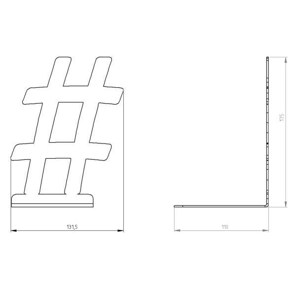 Buchstütze Bücherhalter Design Ständer Bücherregal Bookends Buch eckig für Zuhause Stütze Büro Geschenk SCHWARZ / HASHTAG