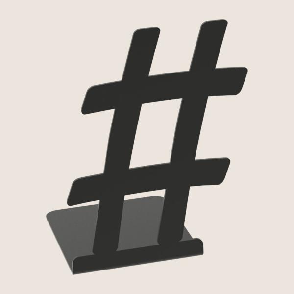 Buchstütze Bücherhalter Design Ständer Bücherregal Bookends Buch eckig für Zuhause Stütze Büro Geschenk SCHWARZ / HASHTAG