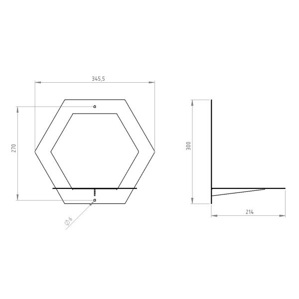 Dekoratives Regal hängend Metallregal Möbel Bücher Schlüssel Wandregal Flur Zimmer Raum LOFT Wohnung Hexagon GOLD / FAVO