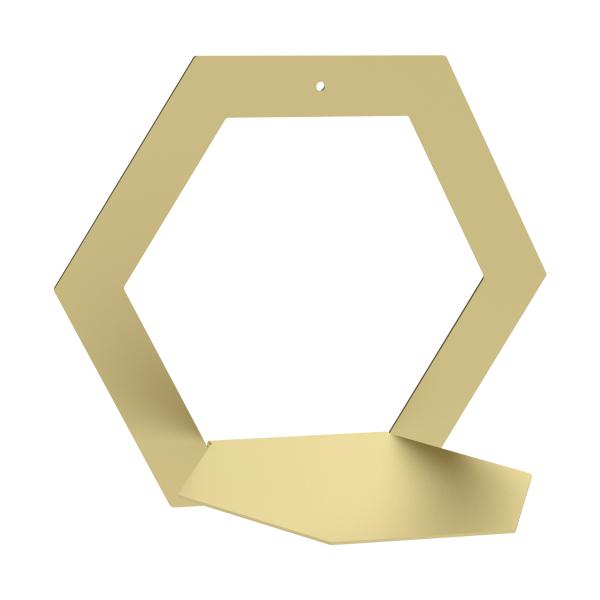 Dekoratives Regal hängend Metallregal Möbel Bücher Schlüssel Wandregal Flur Zimmer Raum LOFT Wohnung Hexagon GOLD / FAVO