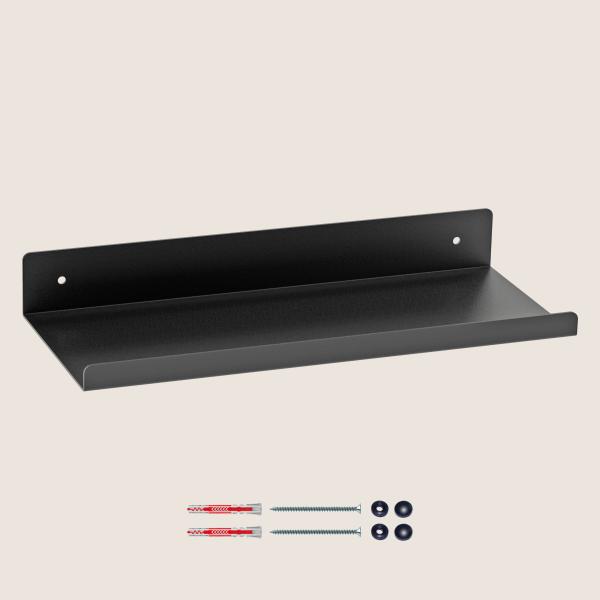 Dekoratives Regal Bücherregal hängend 38 cm Metallregal Möbel Bücher Wandregal Flur Zimmer Raum LOFT Wohnung SCHWARZ / HYLLE