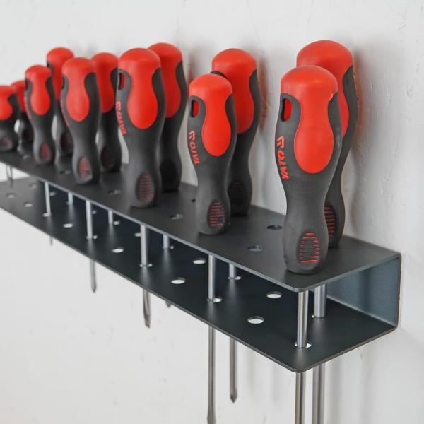 Werkstattschraubendreher Halter für Werkstatt Heimwerken Garage Garten Antharzit Metall GRAPHIT / HANTERA DOPPEL