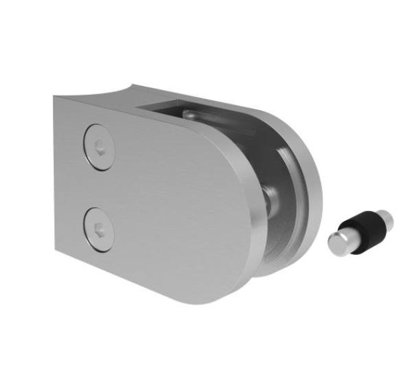 Geländerpfosten LINKS Endpfosten Ø42,4 Bauhöhe 1000mm mit Glasklemmen 63x45mm Geländer V2A geschliffen K320 Edelstahl