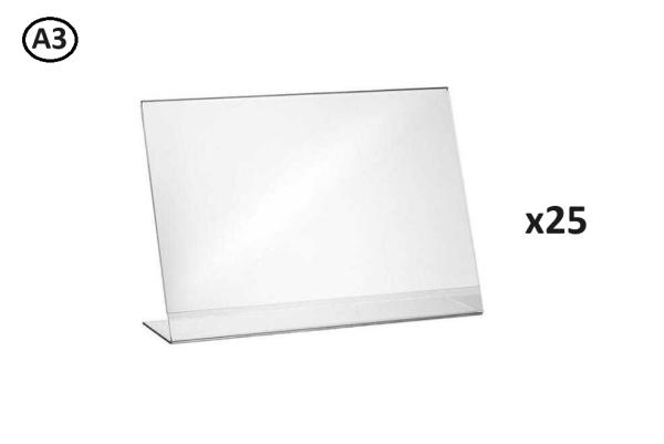 Großhandel 25 Stück L Ständer Querformat A3 Aufsteller Prospektständer Acryl-Glas