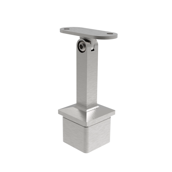 Handlaufstütze variabel für 40 x 40 x 2,0 mm mit Gelenk flach V2A, matt gebürstet