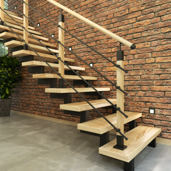 Holz Edelstahl Geländer Schwarz Teile Handlauf Pfosten Eiche Treppe Anthrazit