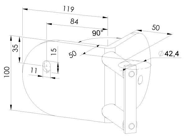 Geländerpfosten ECKE OUT Eckpfosten 90 Grad Ø42,4 Bauhöhe 1000mm mit 4x Glasklemmen 63x45mm vorgesetzt Geländer V2A Edelstahl