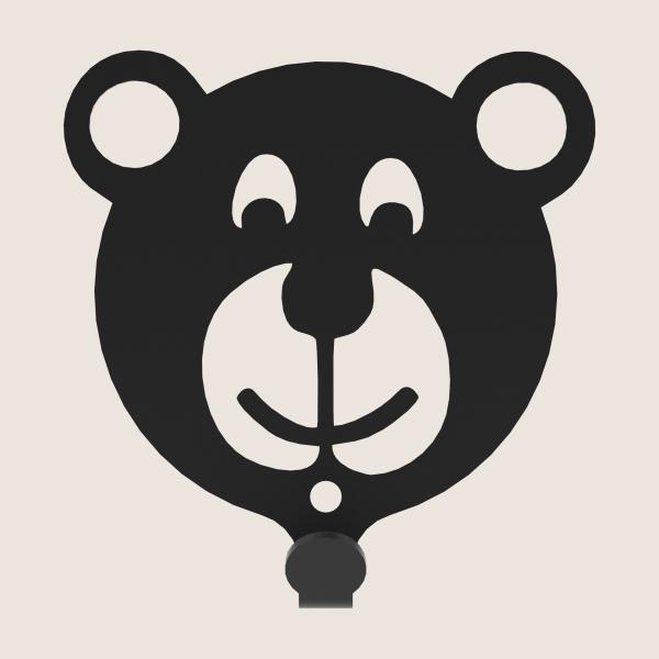 Kleiderhaken Kleiderbügel Kinder Haken Schwarz Tiere aus Metall, für Eingang, Flur, Schlafzimmer, Kinderzimmer Kindergarten / TEDDYBÄR