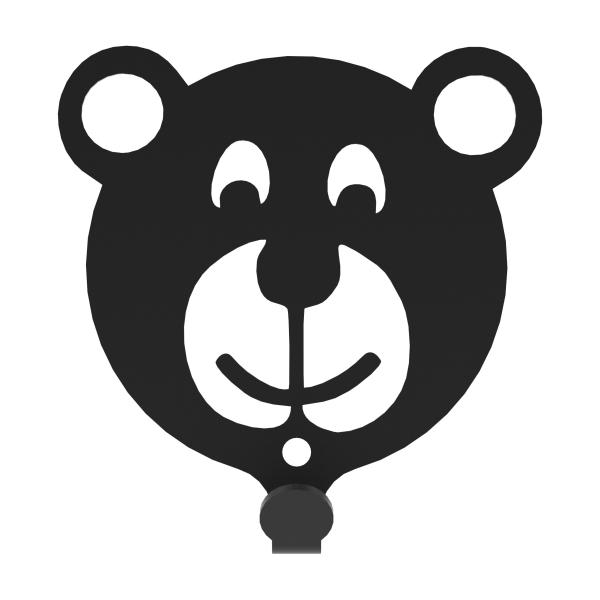 Kleiderhaken Kleiderbügel Kinder Haken Schwarz Tiere aus Metall, für Eingang, Flur, Schlafzimmer, Kinderzimmer Kindergarten / TEDDYBÄR