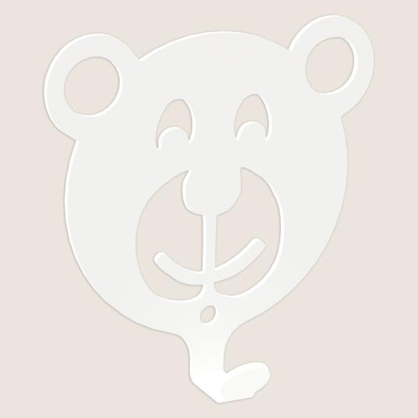 Kleiderhaken Kleiderbügel Kinder Haken WEIß Tiere aus Metall, für Eingang, Flur, Schlafzimmer, Kinderzimmer Kindergarten / TEDDYBÄR
