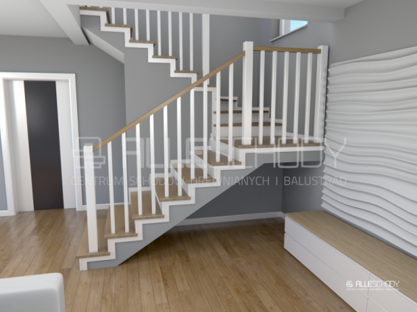 Geländer Holz Balustraden Skandinavien Handlauf Pfosten Eiche Baluster