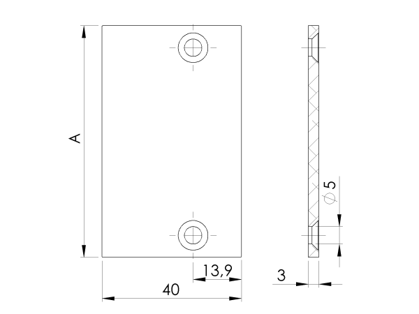 Aluminiumabdeckung des Adapters für Jalousien 66x40 R7016