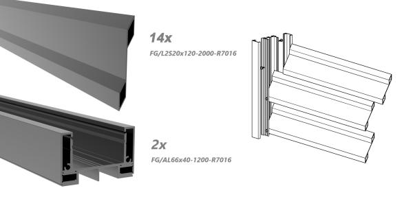 Aluminium Sichtschutzzaun Jalousienzaun Gartenzaun Zaun Lamellenzaun Anthrazit Set mit Lamellen 20 x 120 /1700 x 2000 mm