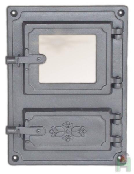 Gusseiserne Küchentür Dpk8 375x275 mit Verglasung, H1610