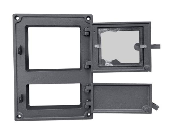 Gusseiserne Küchentür Dpk8w 375x275 mit Verglasung, H1631