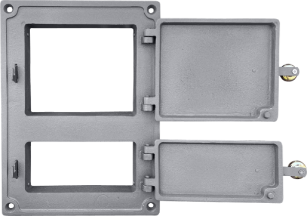 Gusseiserne Küchentür Dpk4m 375x275 mit Messingknöpfen, H1655