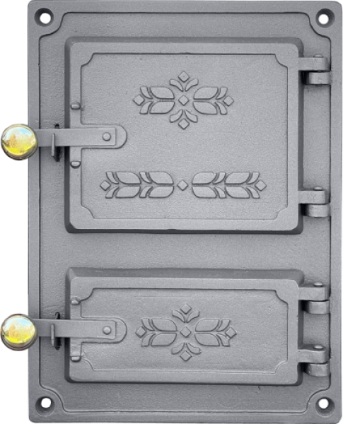Gusseiserne Küchentür Dpk4m 375x275 mit Messingknöpfen, H1655