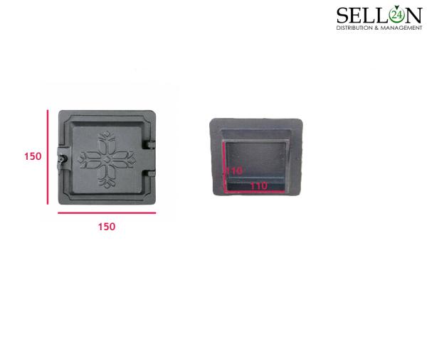 Kleine Revisionstür aus Gusseisen Kacheltür 15x15cm