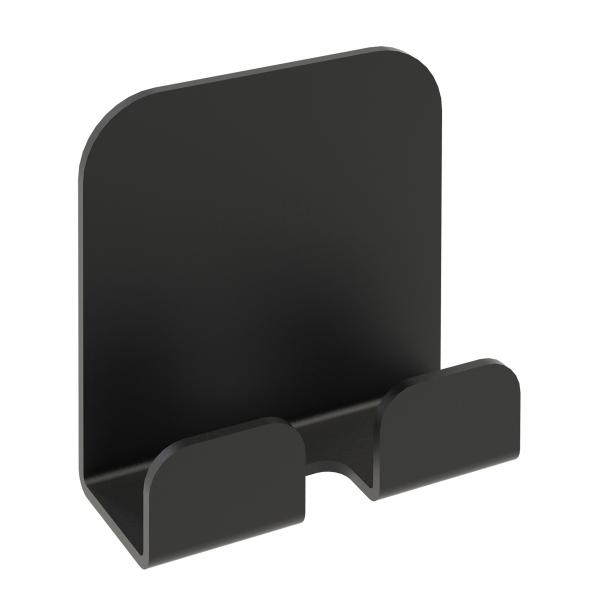 Kleiderhaken Garderobe Bügel Hakenleiste Schwarz - 5 cm - mit Klebeband aus Metall, für Eingang, Flur, Schlafzimmer, Flurgarderobe Badezimmer mit 2 Haken / HILL